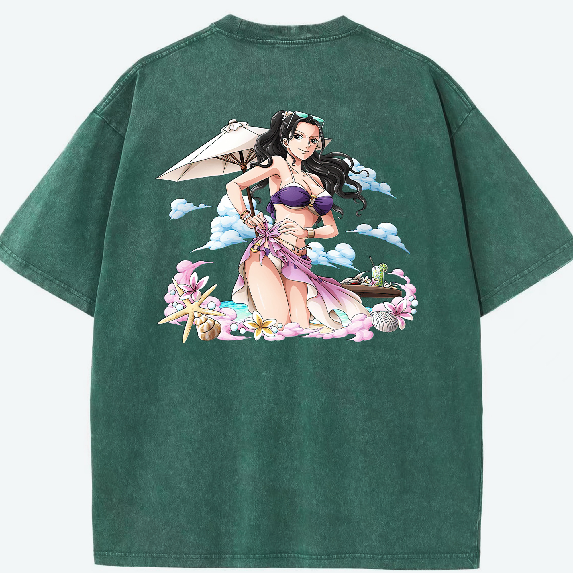 ワンピース ニコ・ロビン ONE PIECE Nico Robin 綿100% ヴィンテージ風 半袖Tシャツ（背面プリント）
